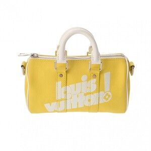 Louis Vuitton LV Keepall Yellow White Leather Shoulder Bag